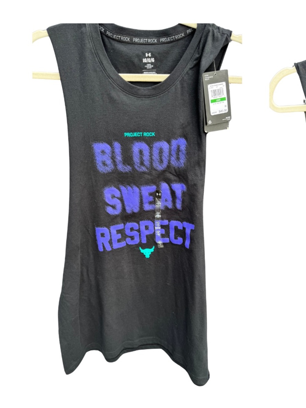 Under Armour Black Tank Top with Purple Front Text and Teal Accent